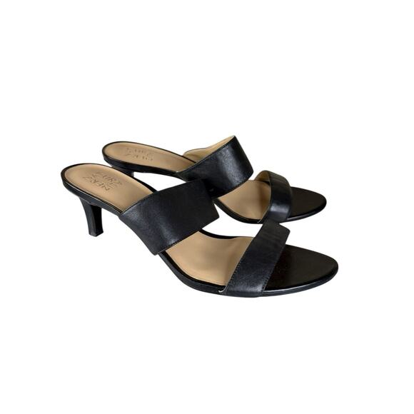 NEW Naturalizer Tibby Black Leather Heeled Slide Sandals Women’s Size 12 - Picture 4 of 10